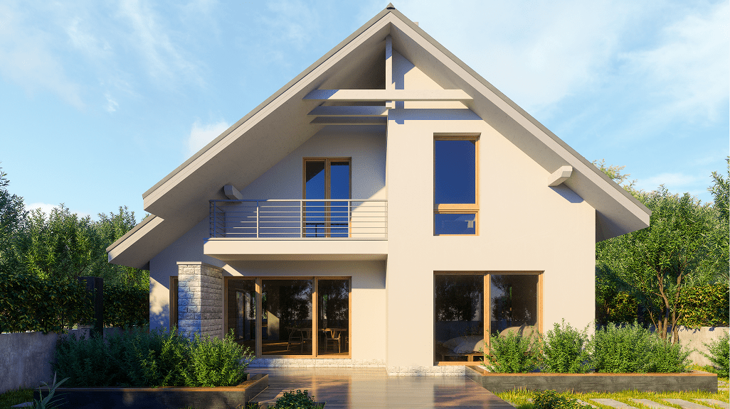 Contemporary two-story home with garden