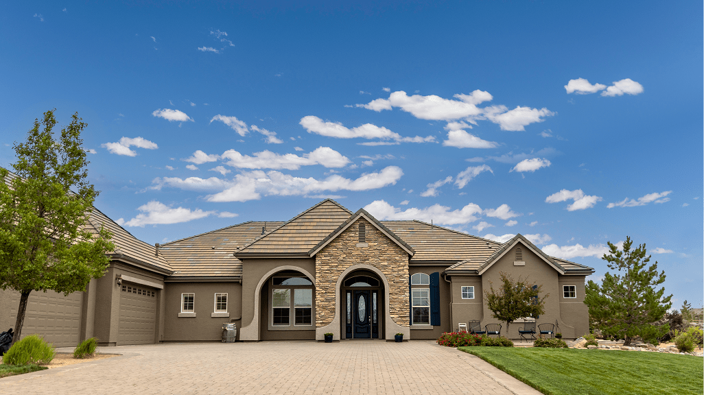 Elegant home with stone facade